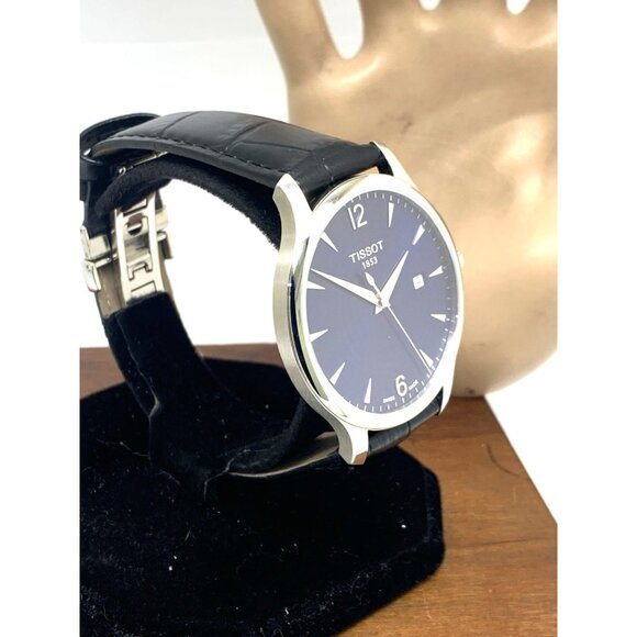 Tissot Men's Watch Swiss Quartz Blue Dial 42mm Black Leather Band T0636101604700 - Picture 14 of 14